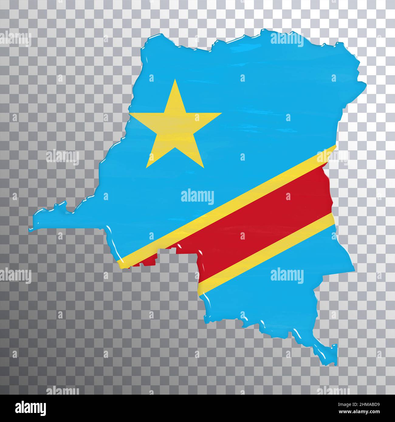 Democratic Republic Congo flag and map, transparent background, Clipping path Stock Photo