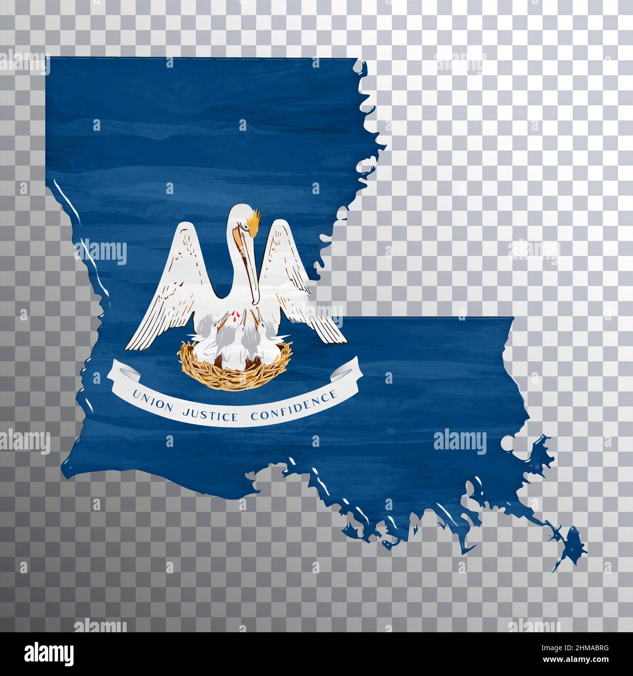 Louisiana flag and map, transparent background, Clipping path Stock