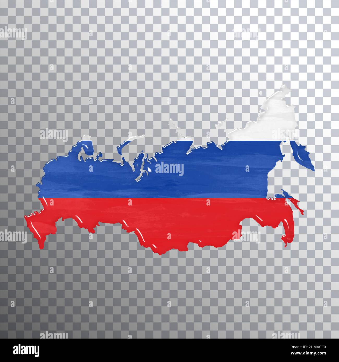 Russia flag and map, transparent background, Clipping path Stock Photo