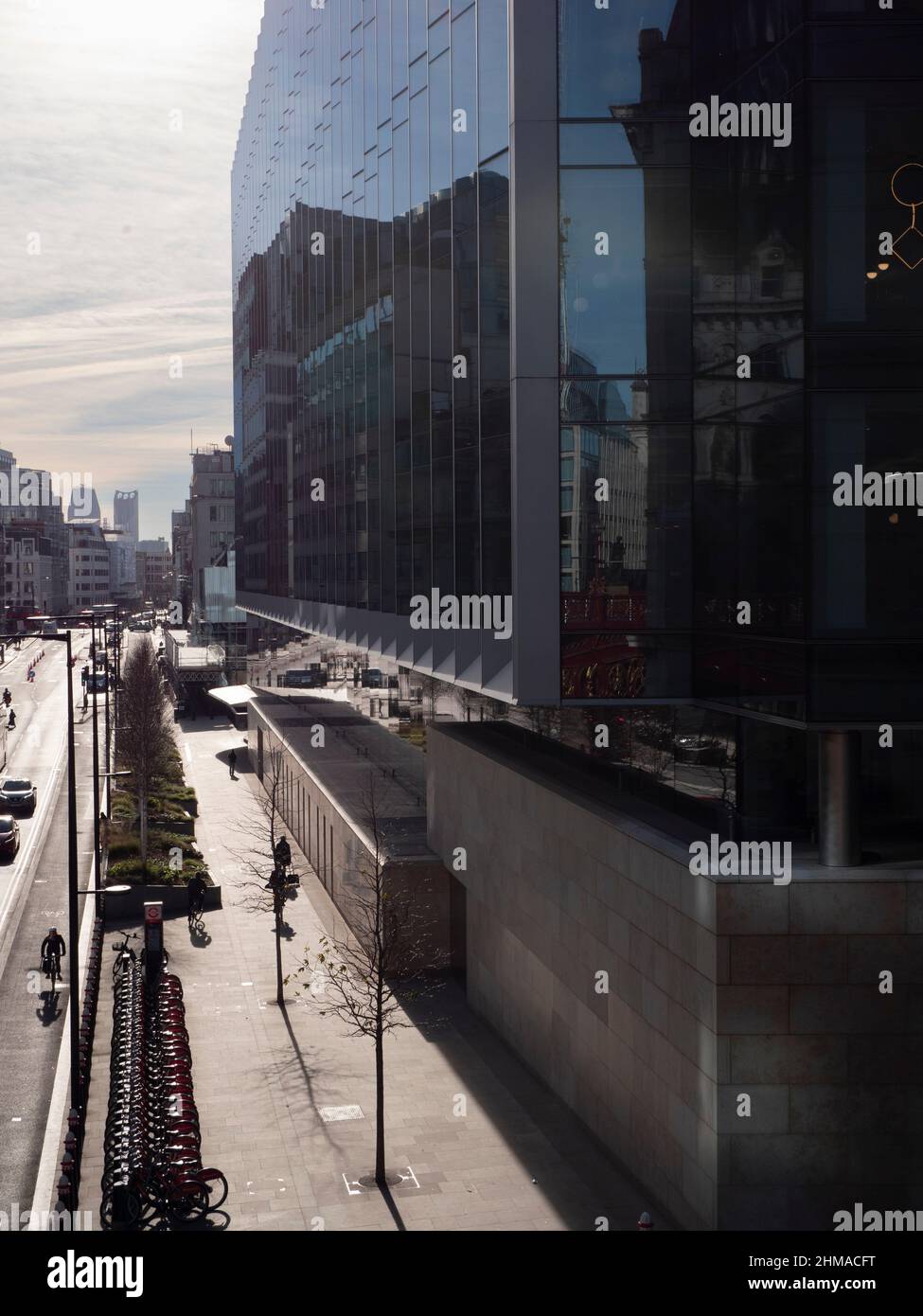 Goldman Sachs Headquarters London, inside City of London bollards boundary markers Stock Photo