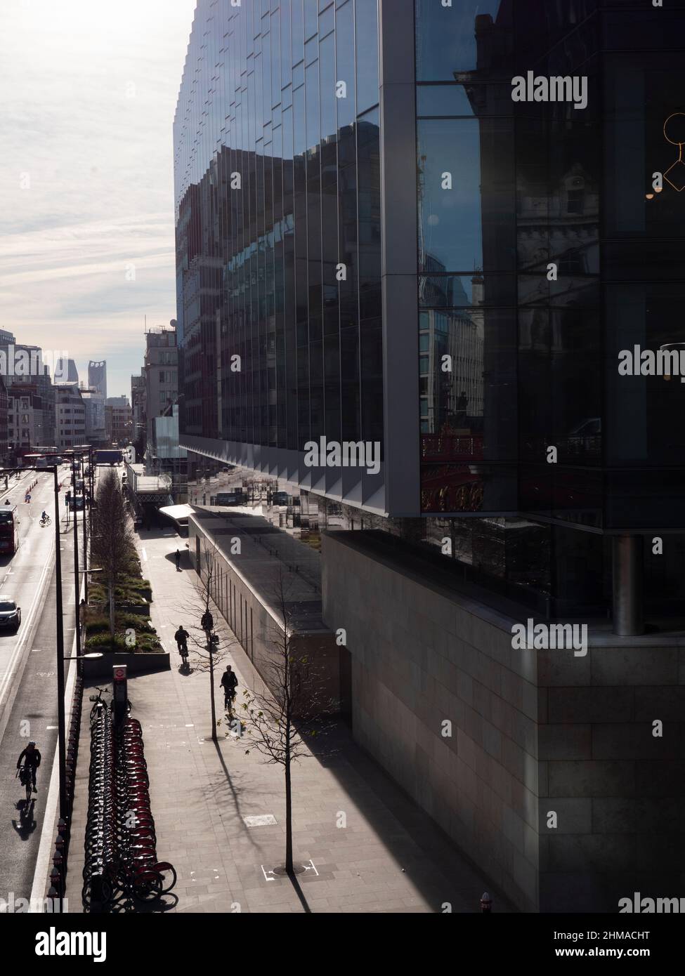 Goldman Sachs Headquarters London, inside City of London bollards boundary markers Stock Photo