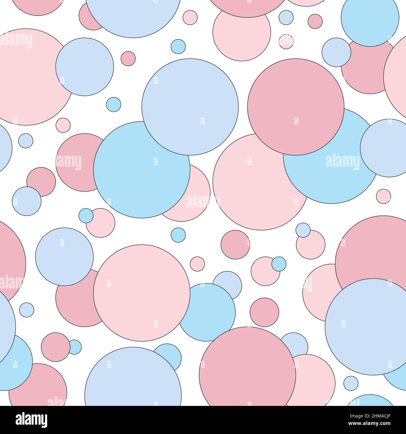 Abstract seamless pattern with colorful circles in a chaotic pattern. Stock Vector