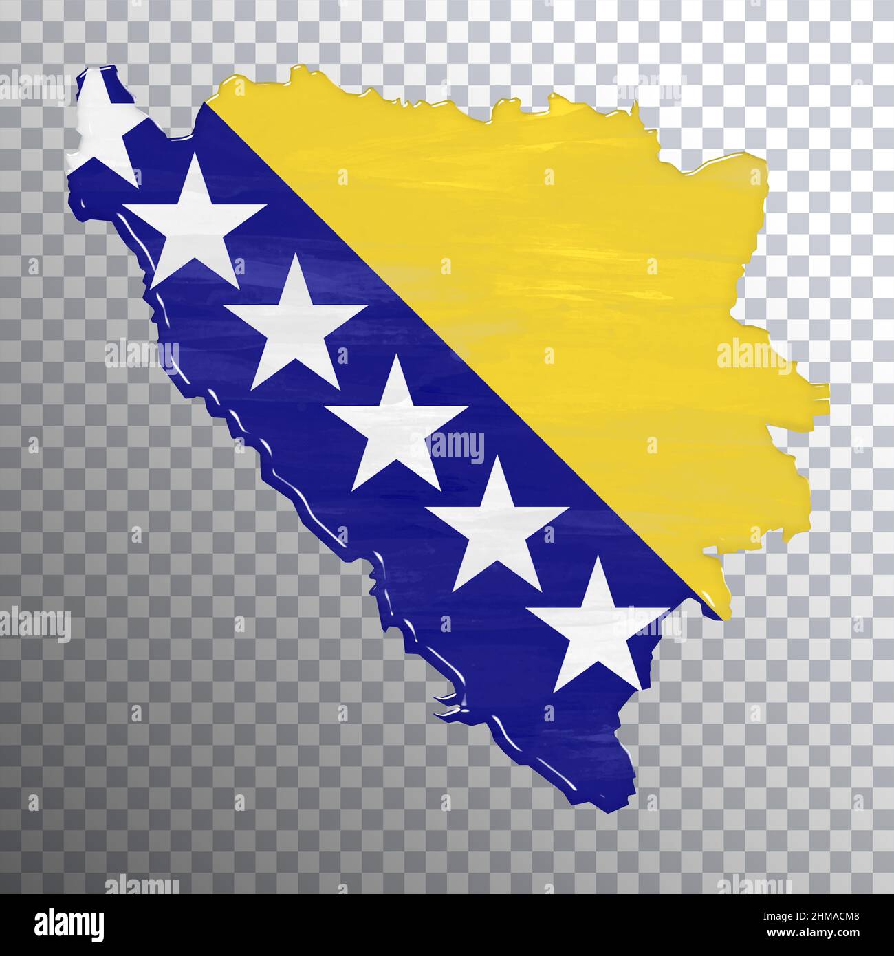 Bosnia and Herzegovina flag and map, transparent background, Clipping path Stock Photo