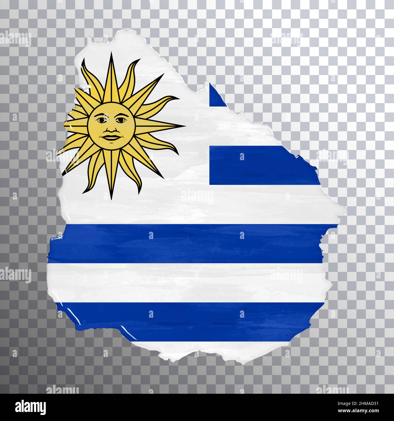 Uruguay national flag in a shape of country map Vector Image