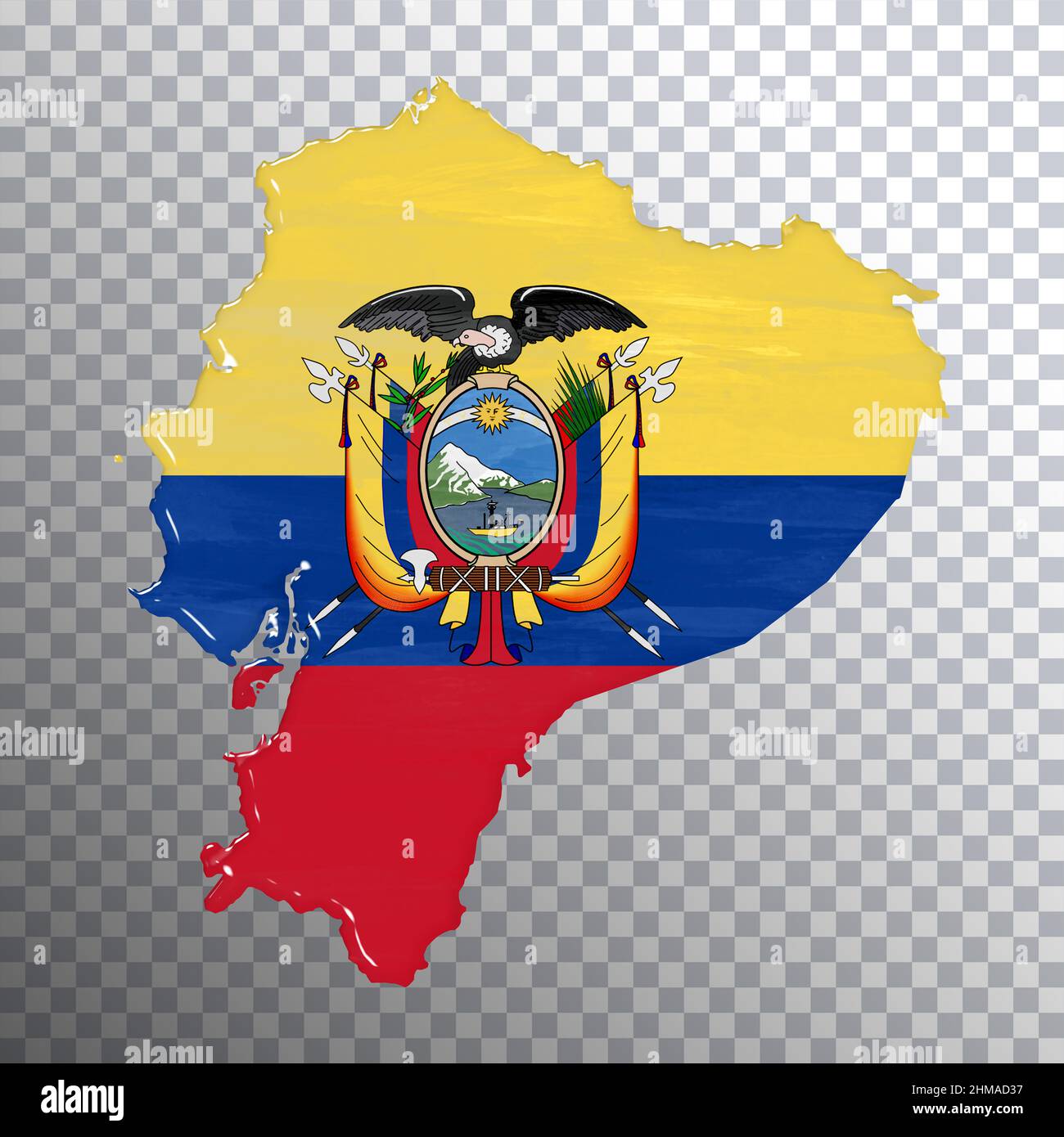 Ecuador flag and map, transparent background, Clipping path Stock Photo