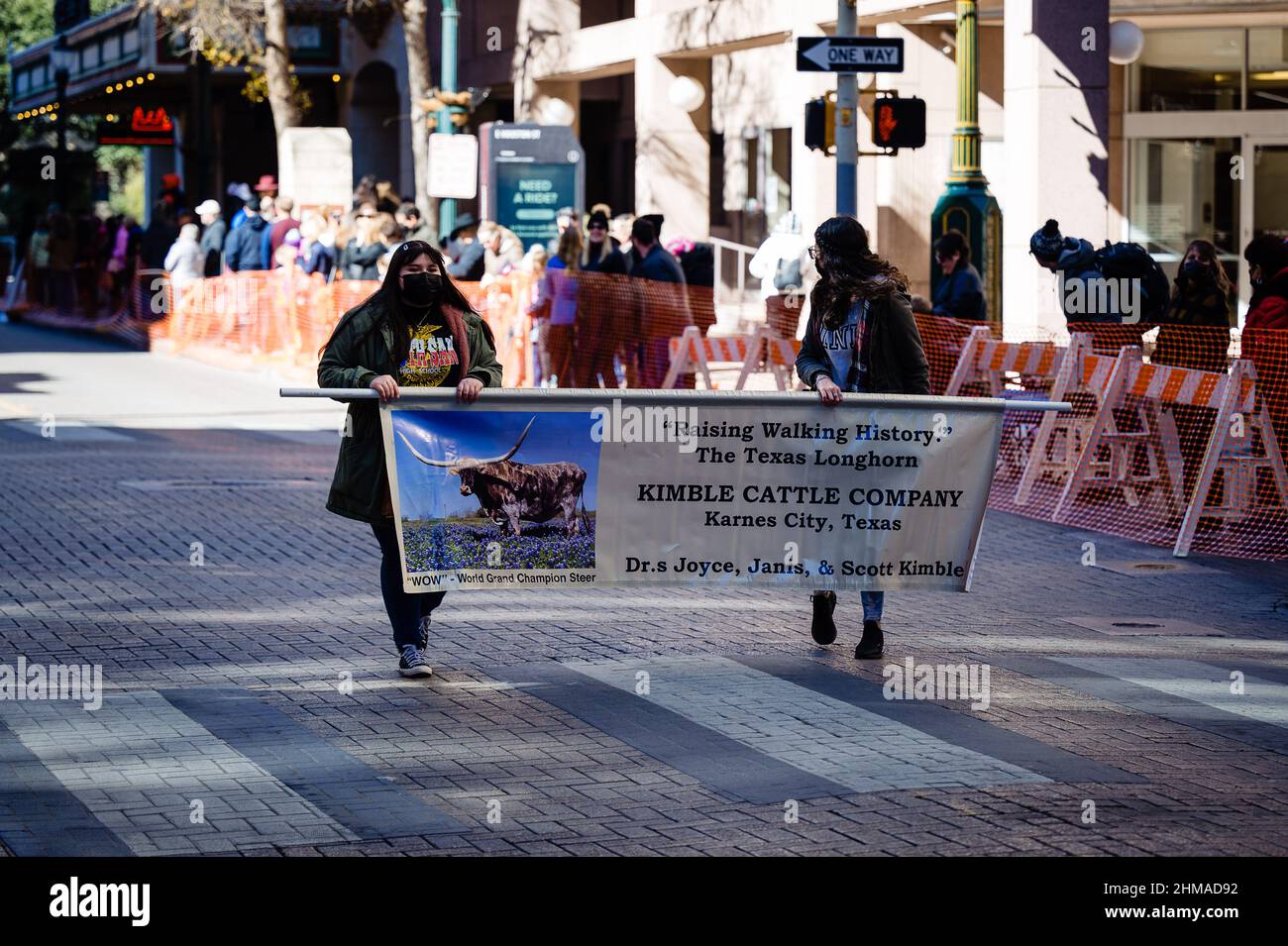 san antonio parade route banner Stock Photo Alamy