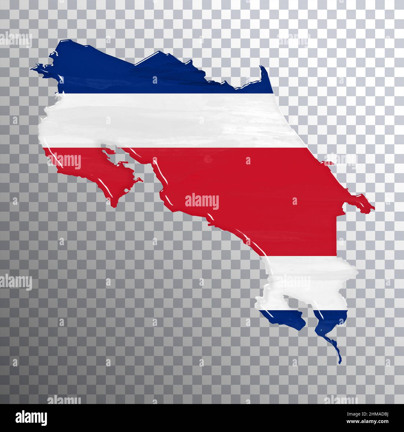 Costa Rica flag and map, transparent background, Clipping path Stock