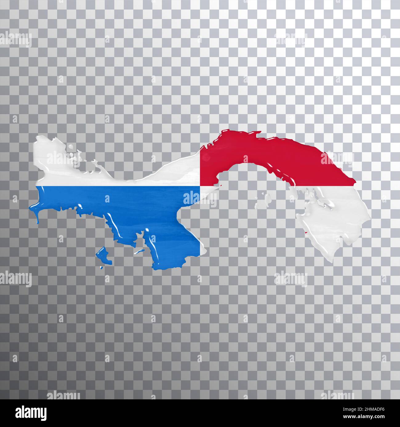 Panama flag and map, transparent background, Clipping path Stock Photo