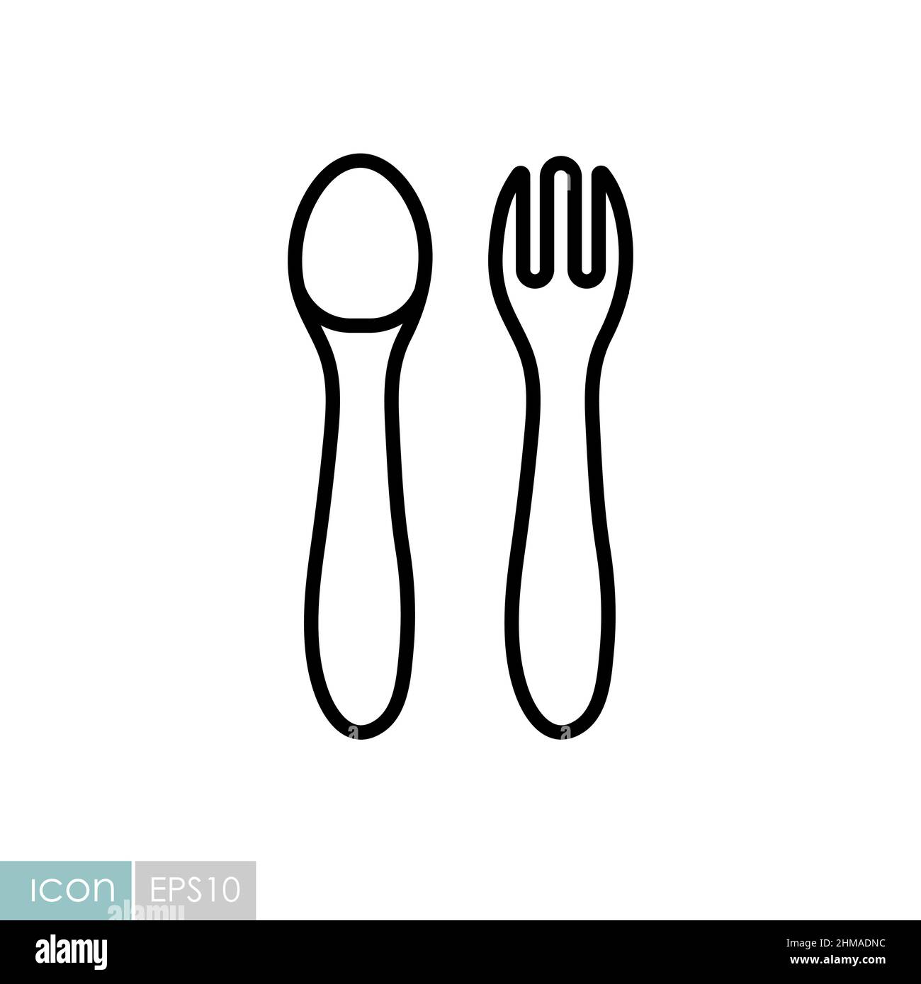 Spoon and fork for baby vector icon. Graph symbol for children and ...