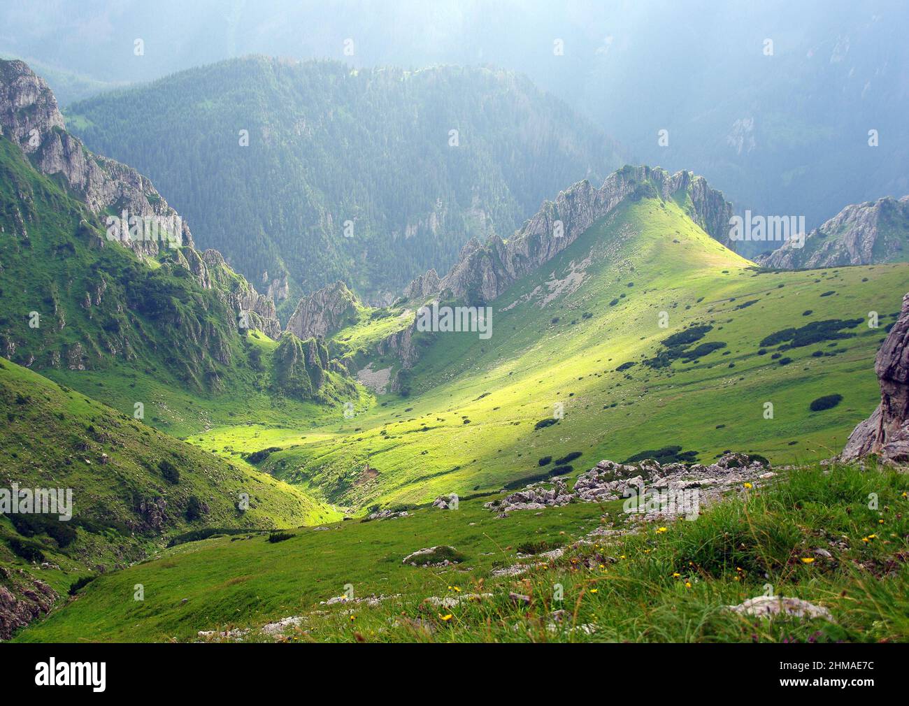The wonderful landscape of the Polish Western Tatras. View of Wysoka Turnia. Stock Photo