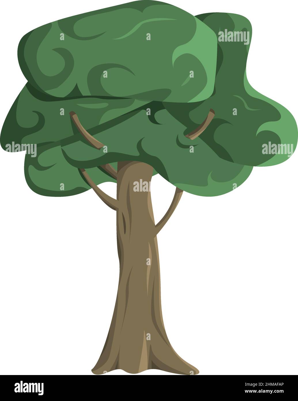 Realistic green oak tree isolated on white background - Vector ...