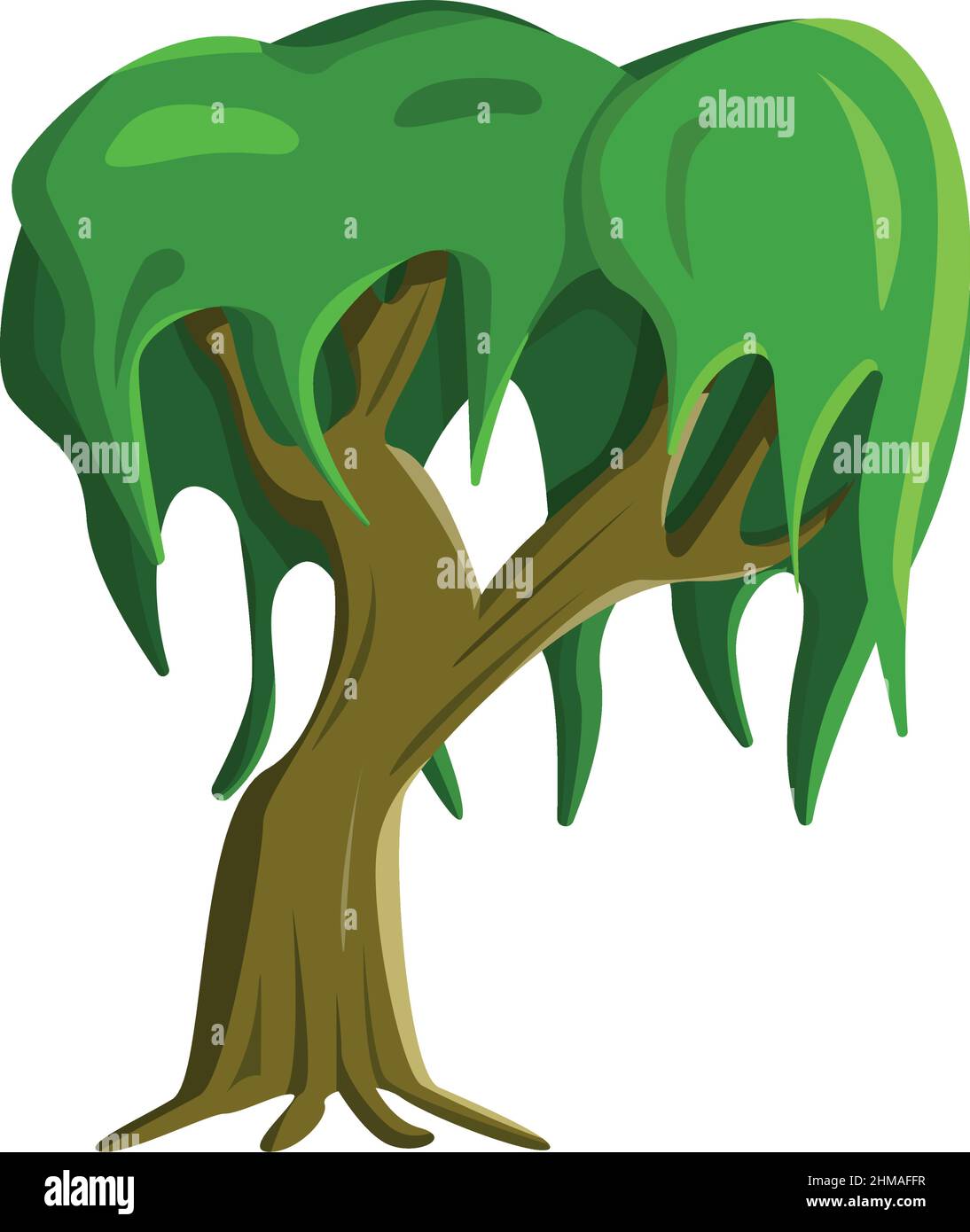 Realistic green sprawling tree isolated on white background - Vector ...