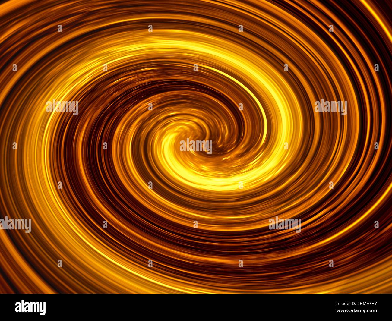 Golden fractal spiral with metallic luster - abstract illustration Stock Photo