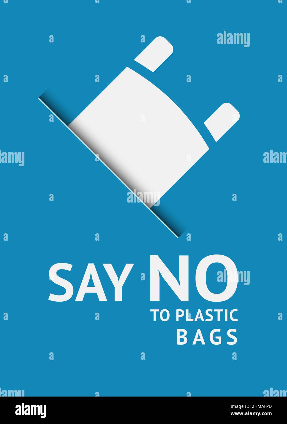 Say no to plastic bag, trendy ecological posters set for print, vector ...