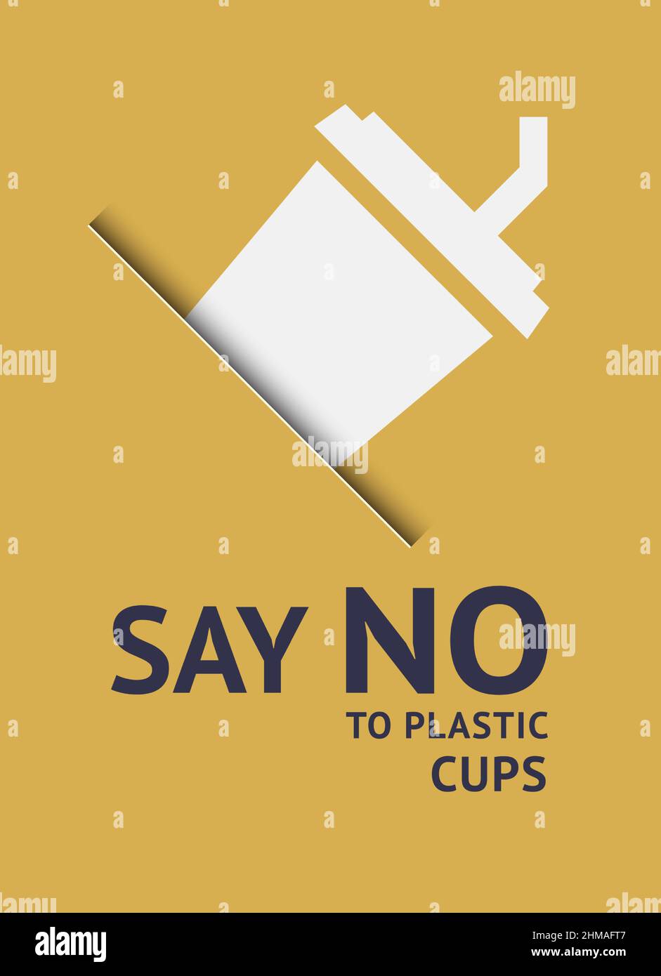 Say no to plastic cup, trendy ecological posters set for print, vector ...