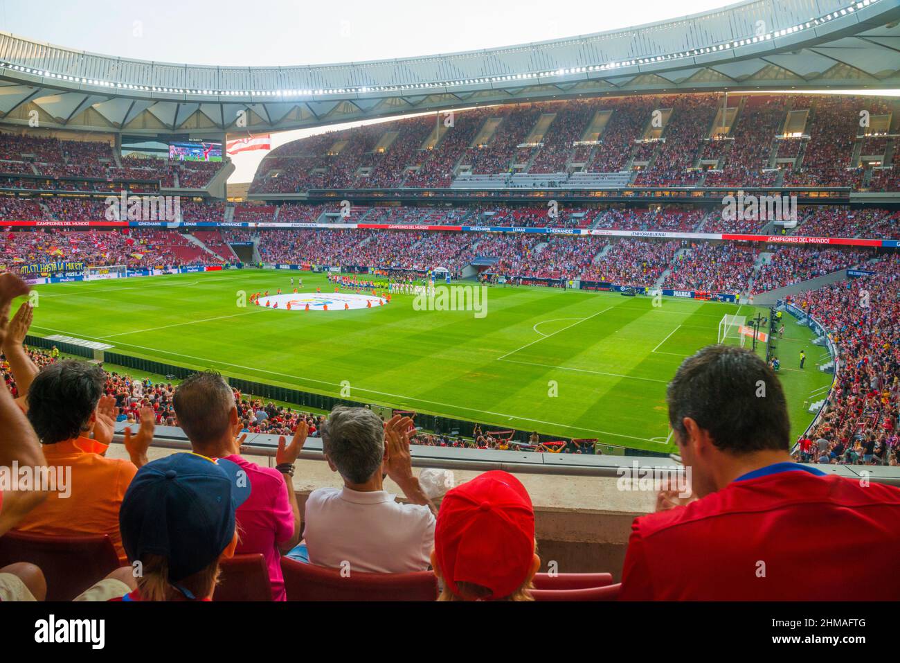 Wanda Metropolitano Stadium before football match. Madrid, Spain. Stock Photo