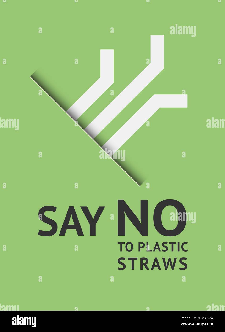 Say no to plastic straws, trendy ecological posters set for print, vector illustration 10eps
