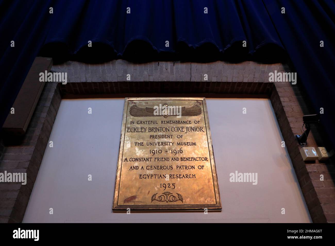 Memorial plaque for Eckley Brinton Coxe Junior the president of the