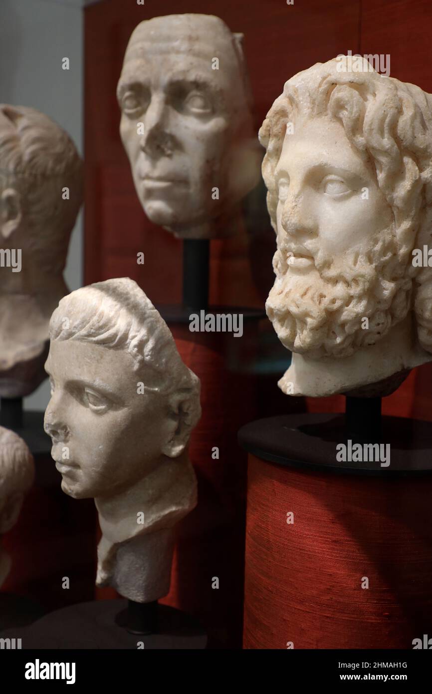 Marble sculptures display in Rome Gallery.Penn Museum.University of