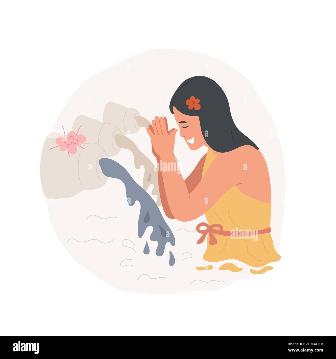Woman bathing in river Stock Vector Images - Alamy