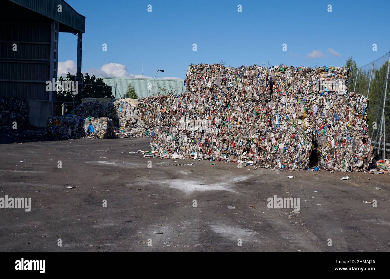 View of crushed waste and trash in cubes Stock Photo Alamy