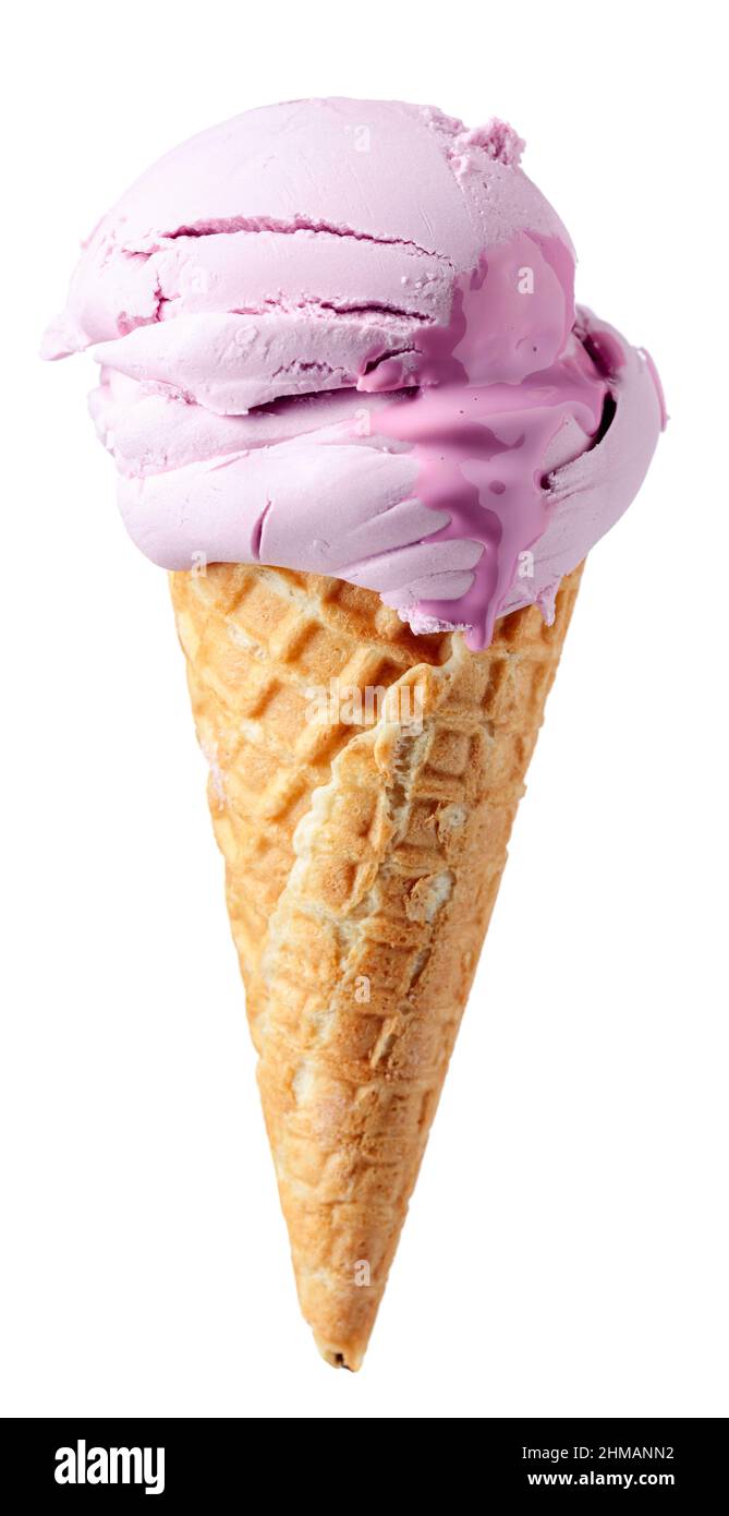 Ice cream in waffle cone isolated on a white background Stock Photo - Alamy