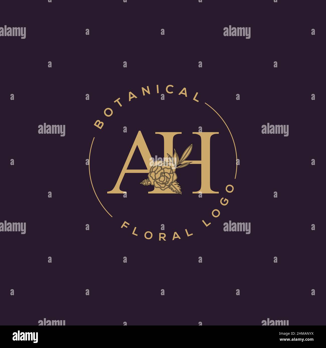 Initial AH letter luxury beauty flourishes ornament monogram logo Stock ...