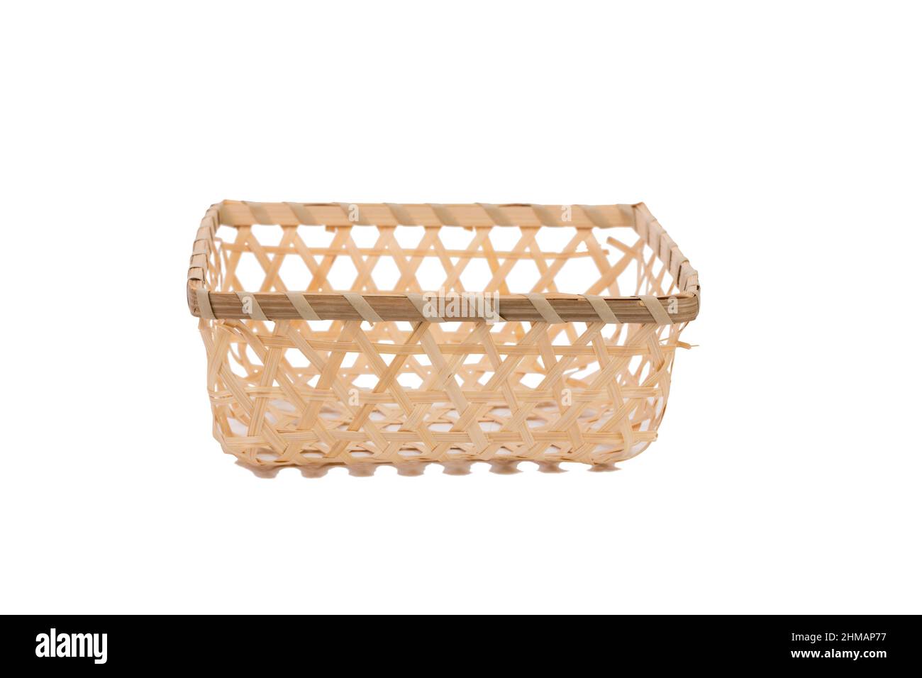 Rectangular Wicker Basket On White Background Stock Photo