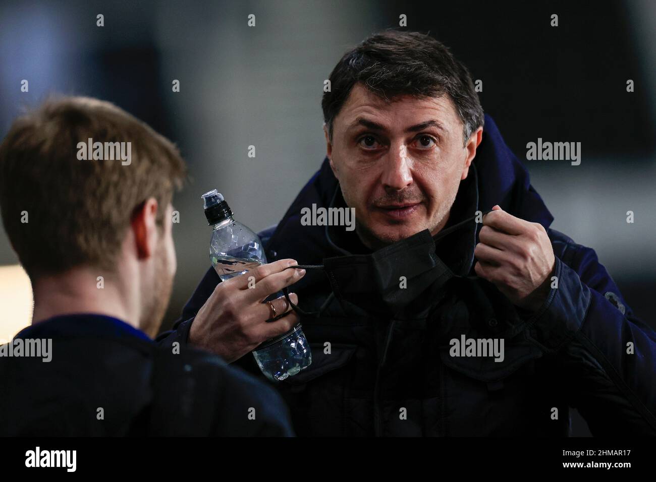 Shota Arveladze the Hull City manager has a chat before the game Stock Photo