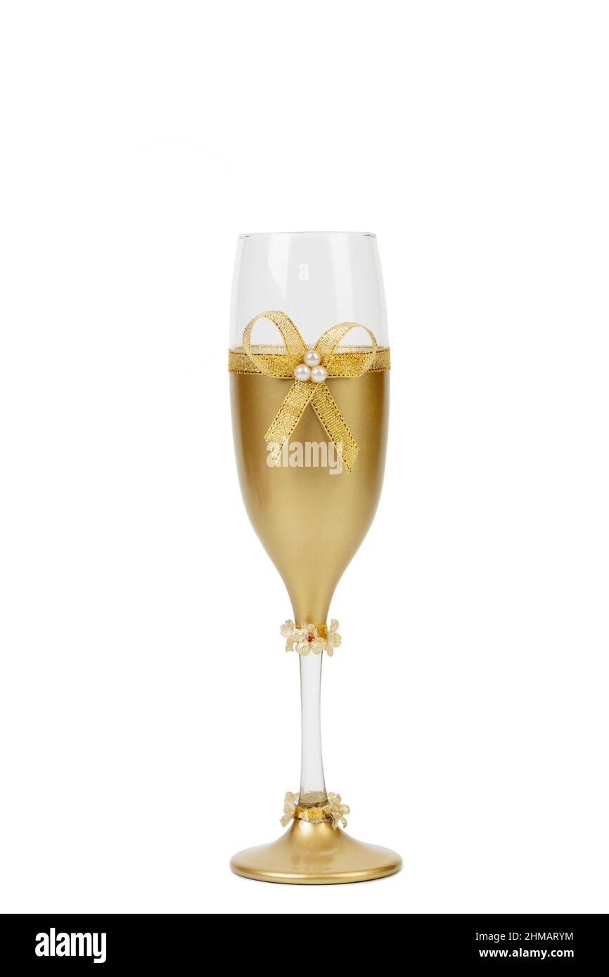 A glass for the solemn ceremony. Isolated over white background. Close