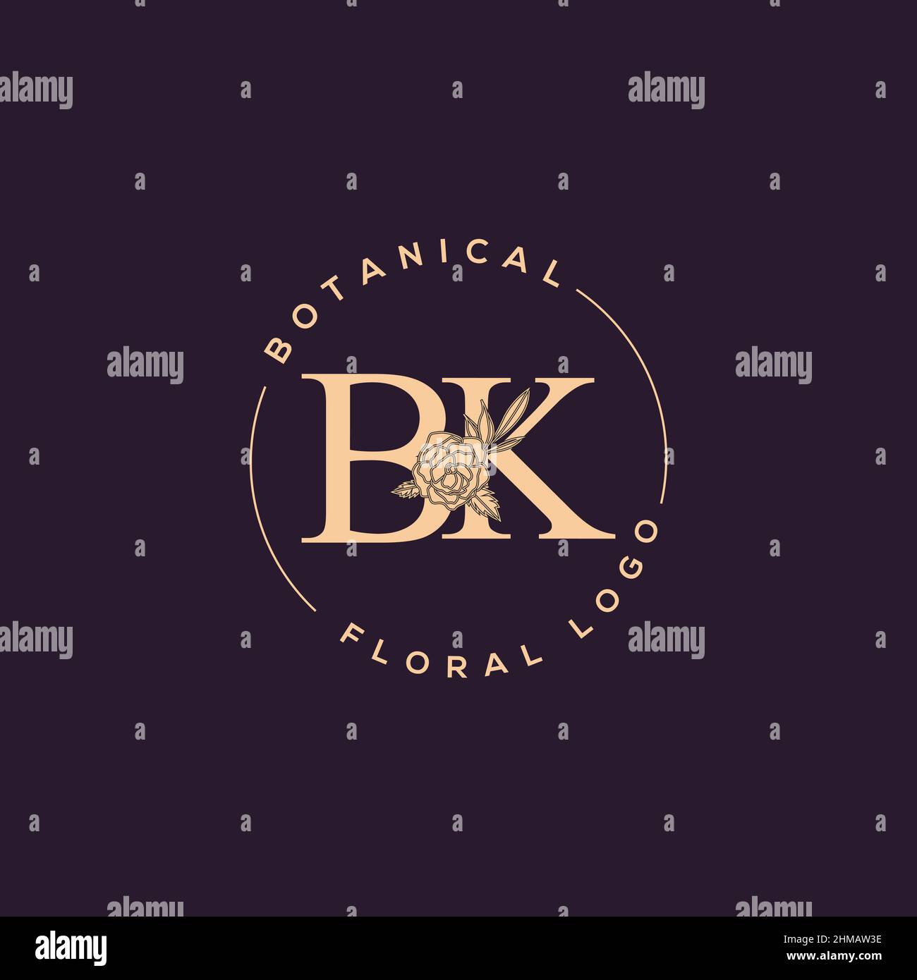 Initial BK letter luxury beauty flourishes ornament monogram logo Stock ...