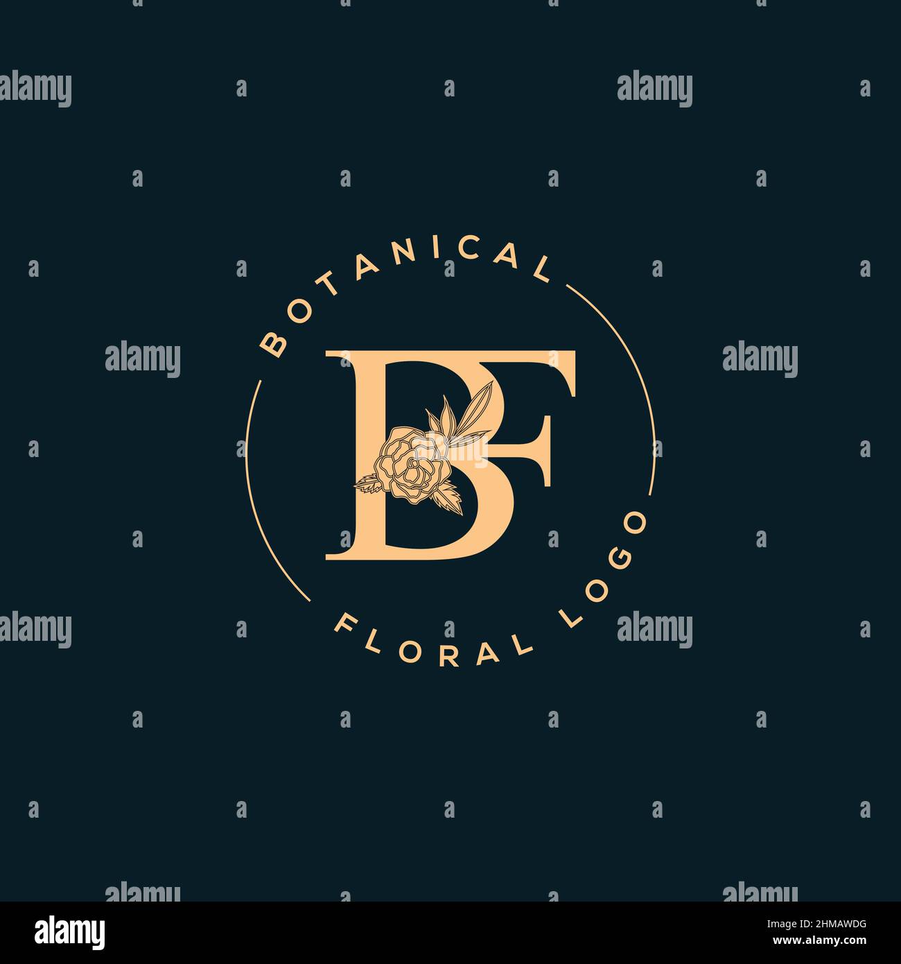 Initial BF letter luxury beauty flourishes ornament monogram logo Stock ...