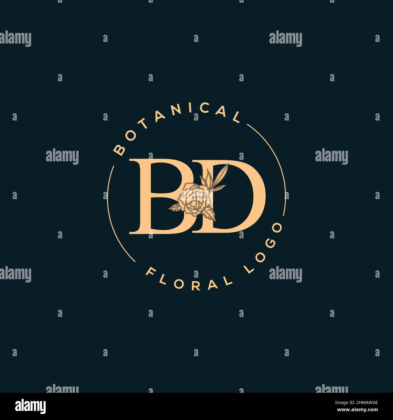 Initial BD letter luxury beauty flourishes ornament monogram logo Stock Vector