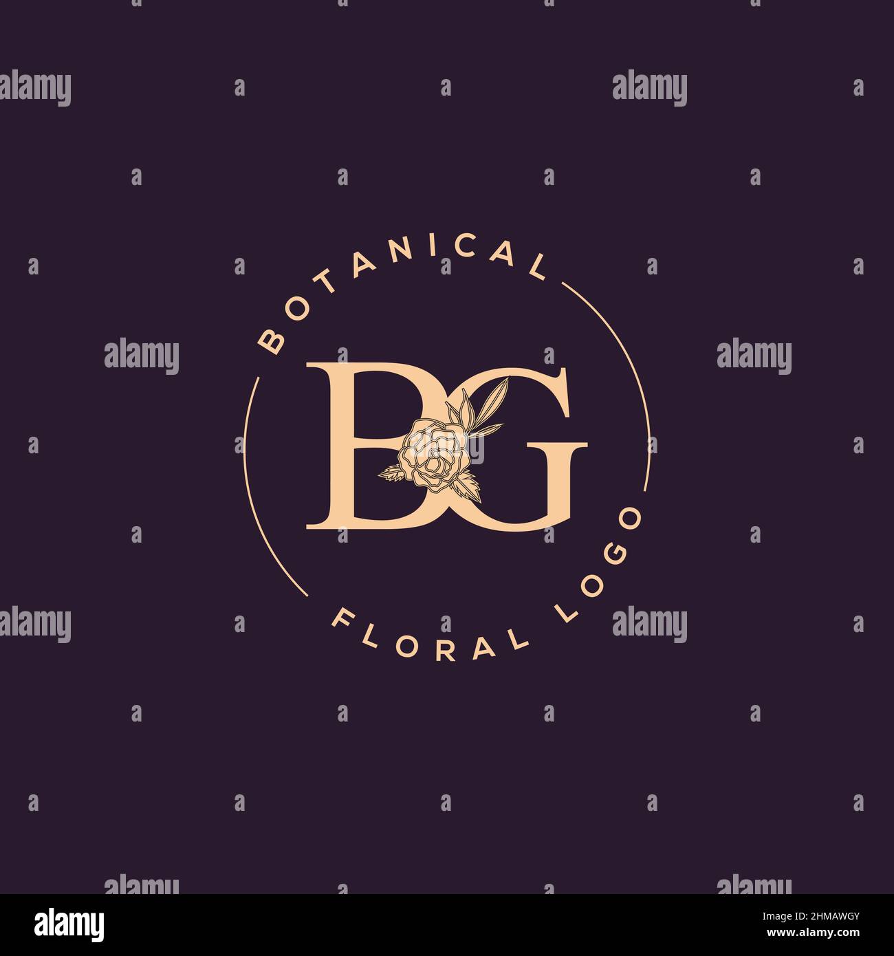 Initial BG letter luxury beauty flourishes ornament monogram logo Stock ...