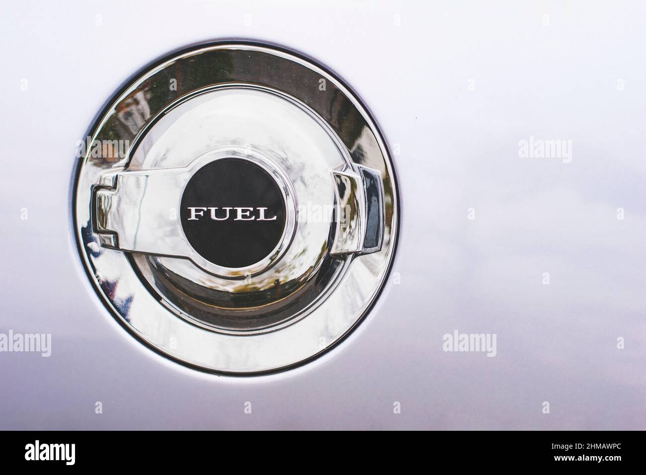 Fuel door hatch on a car close up Stock Photo