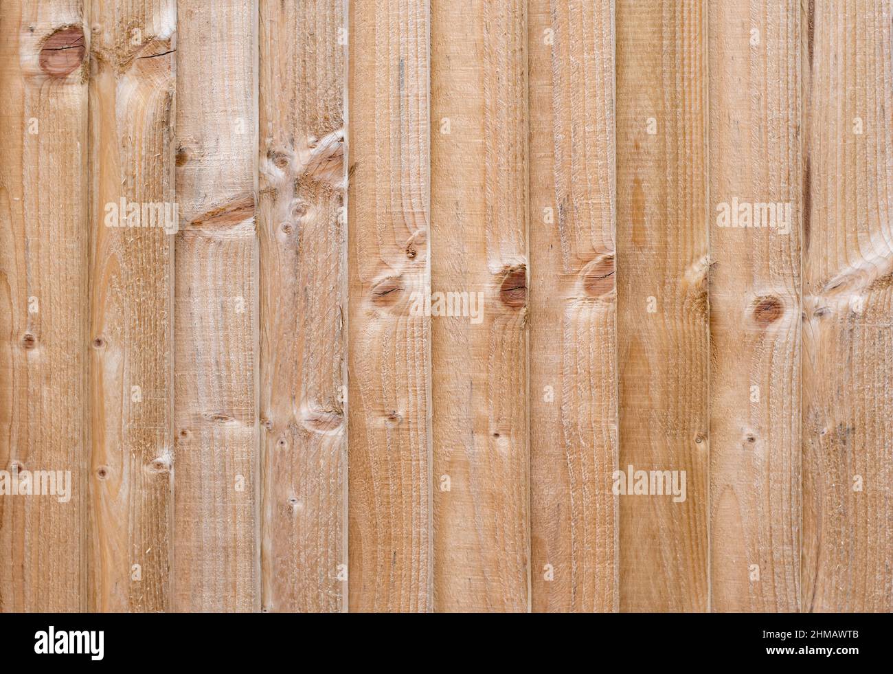 Plain fence made of rough wooden planks Stock Photo