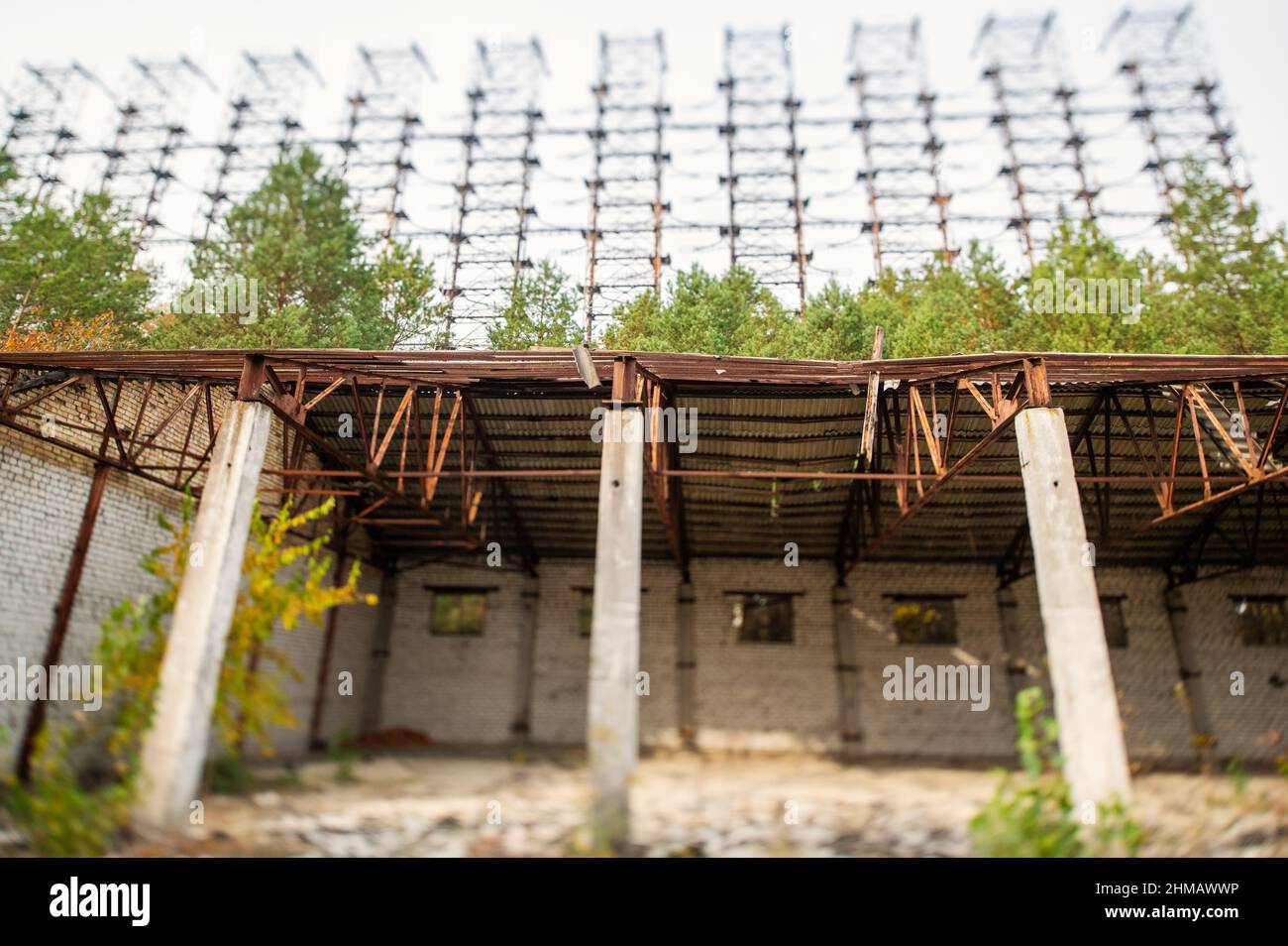 The abandoned garage at the secret Duga radar facility near the ...