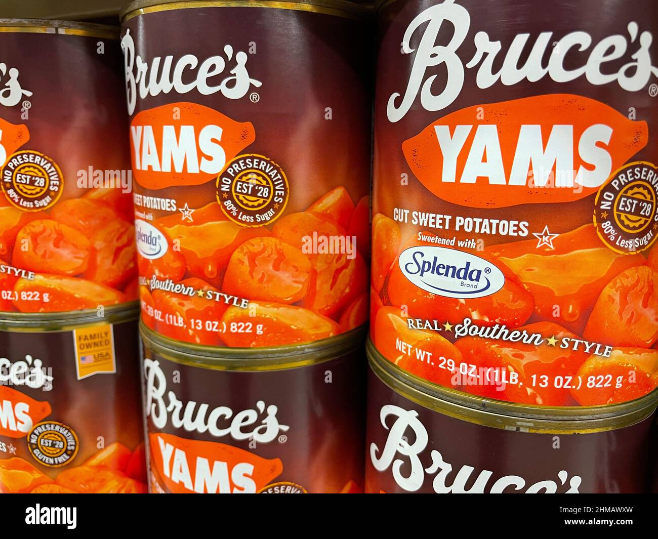 Grovetown, Ga USA 01 01 22 Retail Grocery store shelves Bruces yams