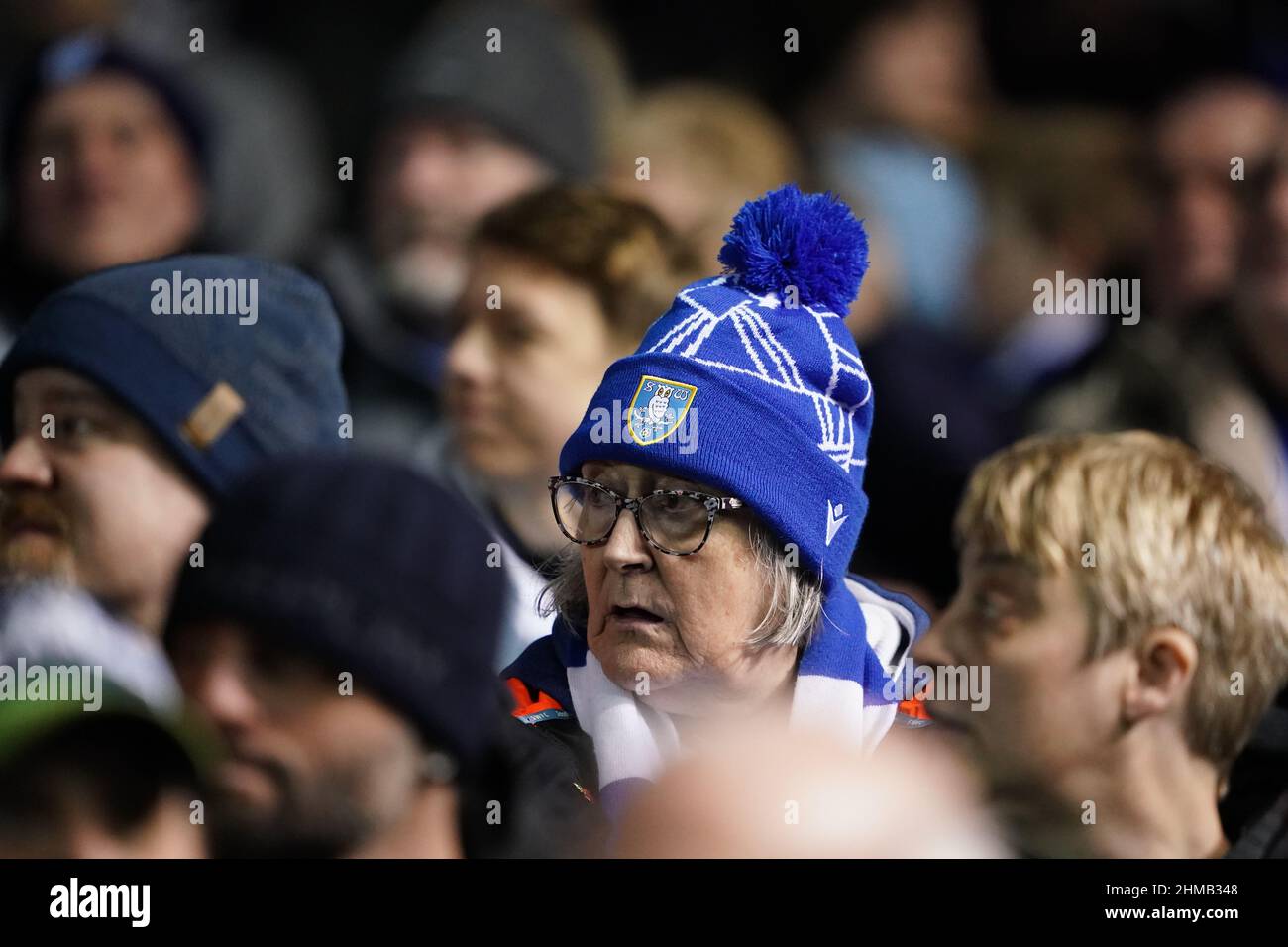 Sheffield Wednesday fans during the Sky Bet League One match at Hillsborough, Sheffield. Picture date: Tuesday February 8, 2022. Stock Photo