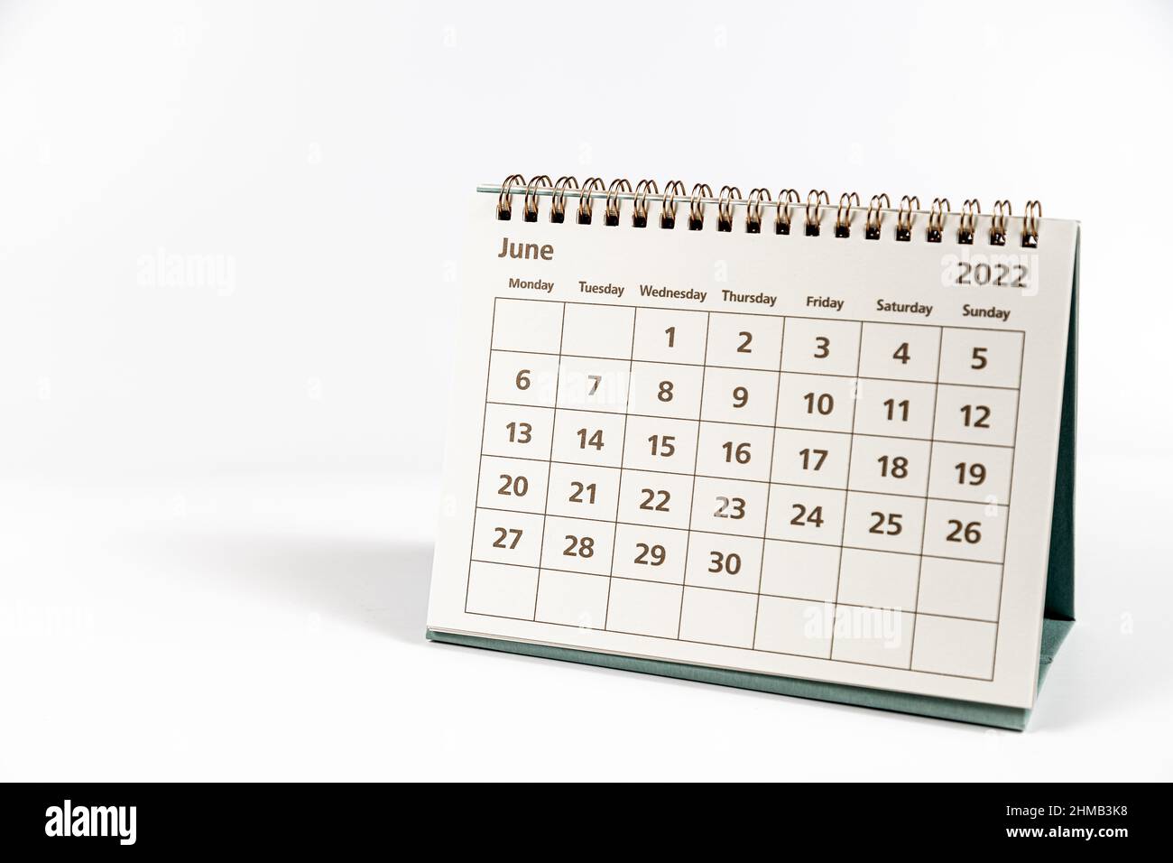 June 2022 calendar on white background isolated Stock Photo - Alamy