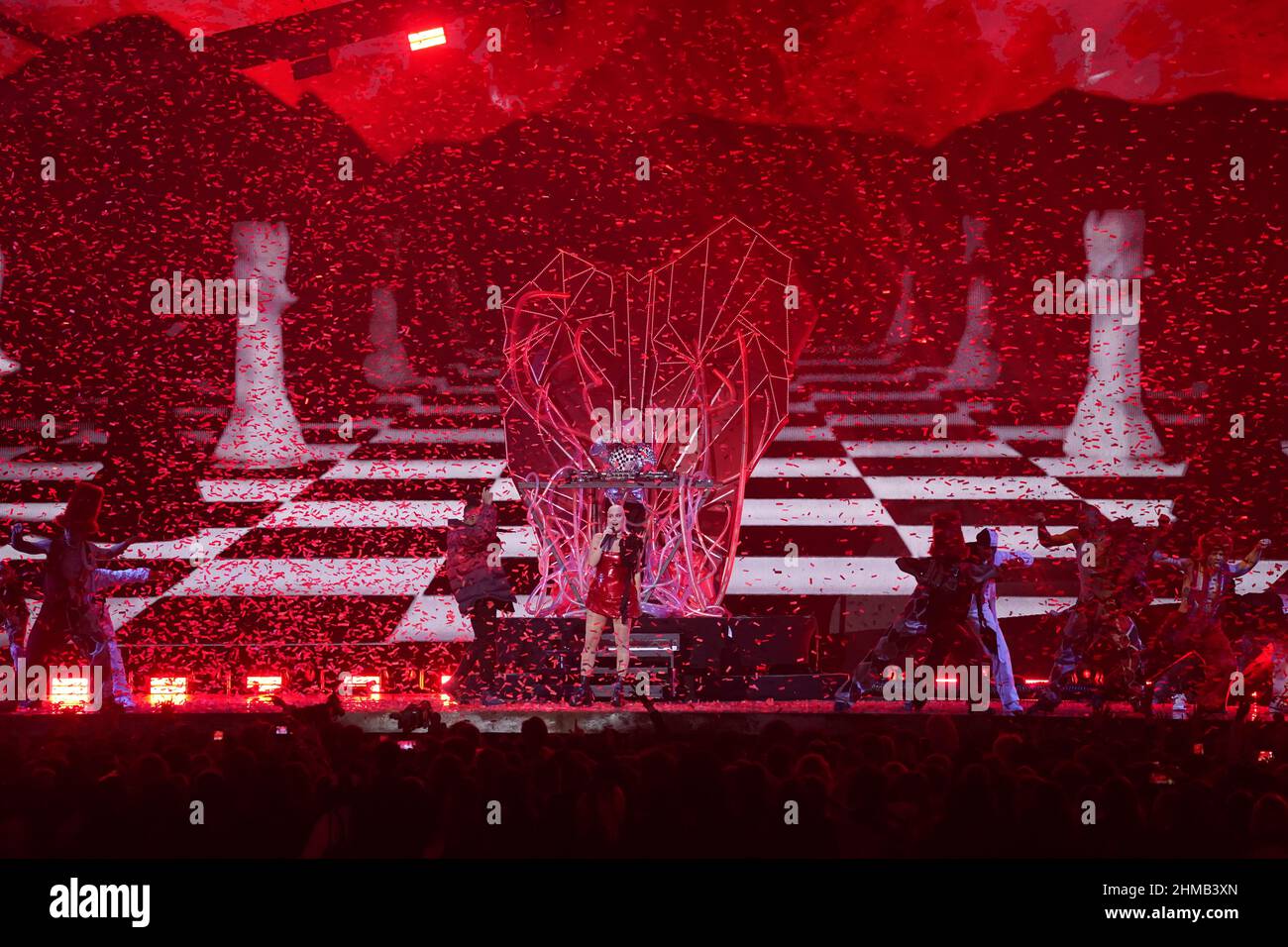 Anne-Marie performs during the Brit Awards 2022 at the O2 Arena, London ...