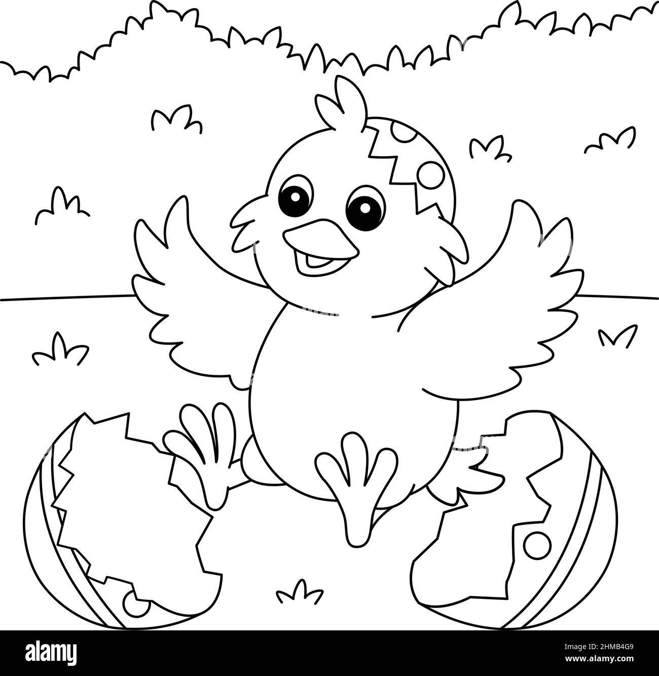 baby chick hatching coloring page