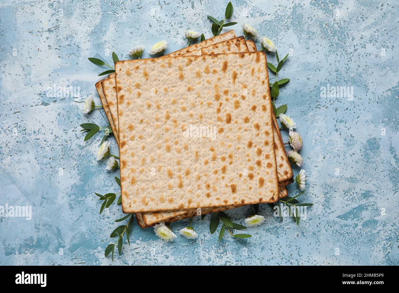 Jewish flatbread for Passover on color background Stock Photo Alamy