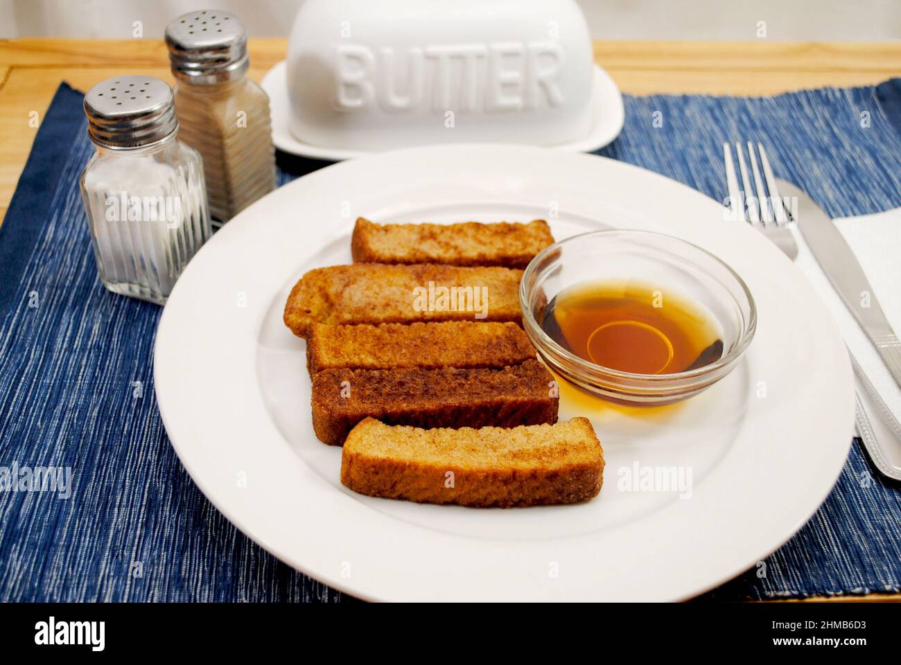 French Toast Sticks Breakfast with Maple Syrup Stock Photo Alamy