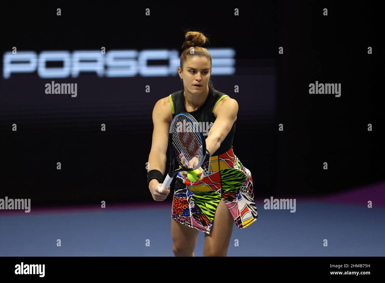 Maria Sakkari of Greece playing against Anastasia Potapova of Russia during  the St.Petersburg Ladies Trophy 2022 tennis tournament.Final score: ( Anastasia Potapova 0-2 Maria Sakkari). (Photo by Maksim Konstantinov / SOPA  Images/Sipa USA