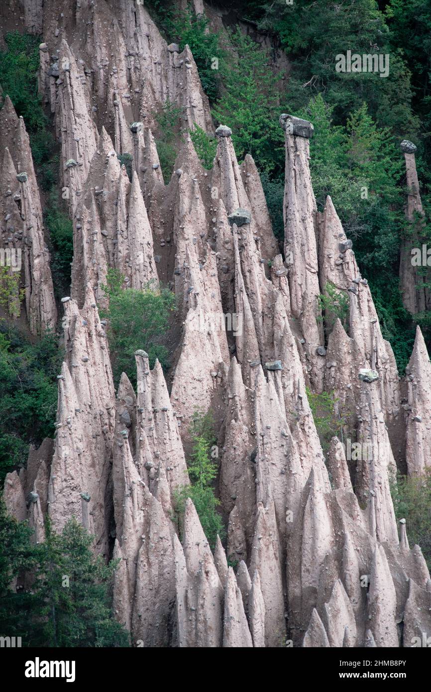 Renon's earth pillars, the charming small village in the Dolomites in