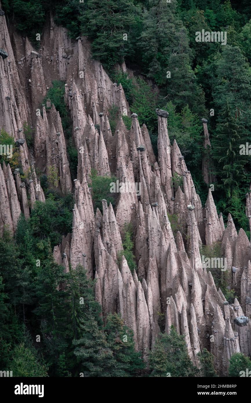 Renon's earth pillars, the charming small village in the Dolomites in