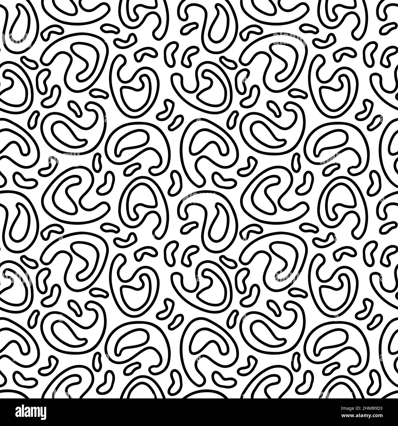 Black and white hand drawn abstract seamless pattern. Doodle style ...