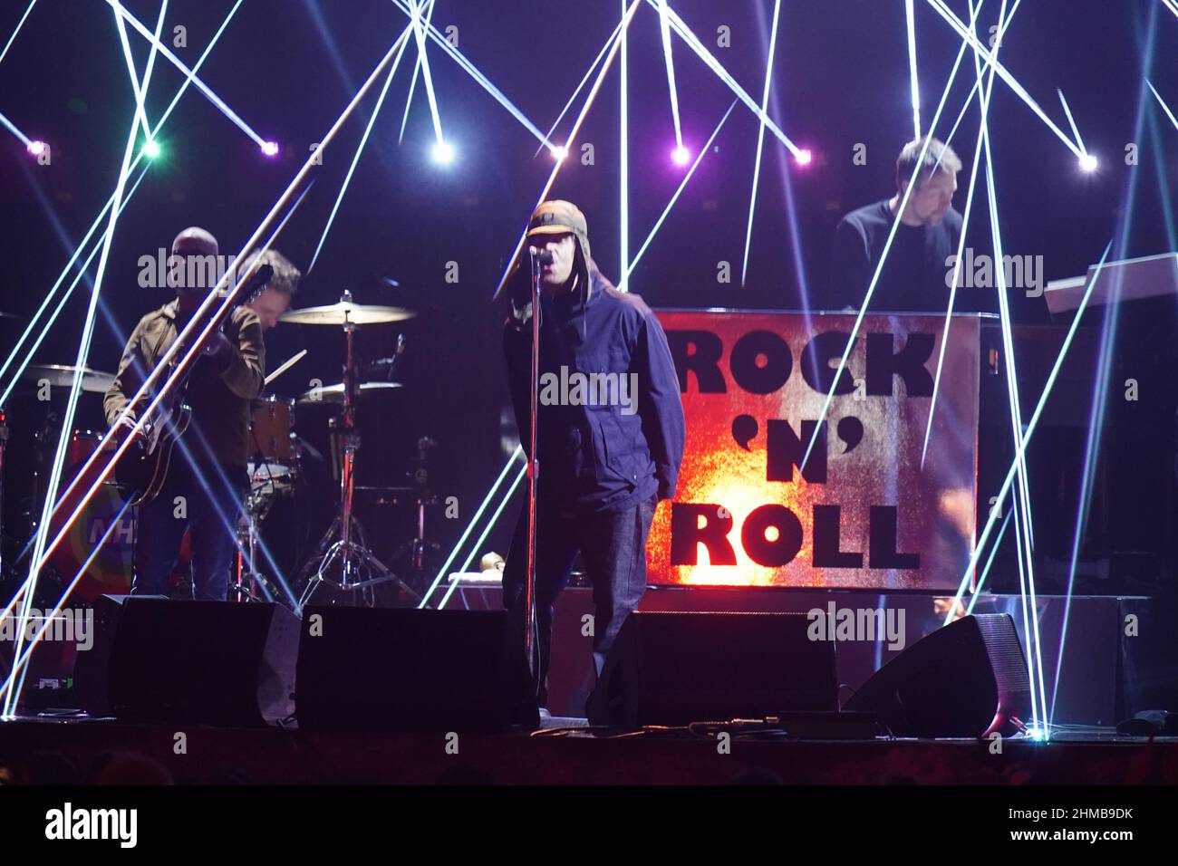 Liam Gallagher performs during the Brit Awards 2022 at the O2 Arena
