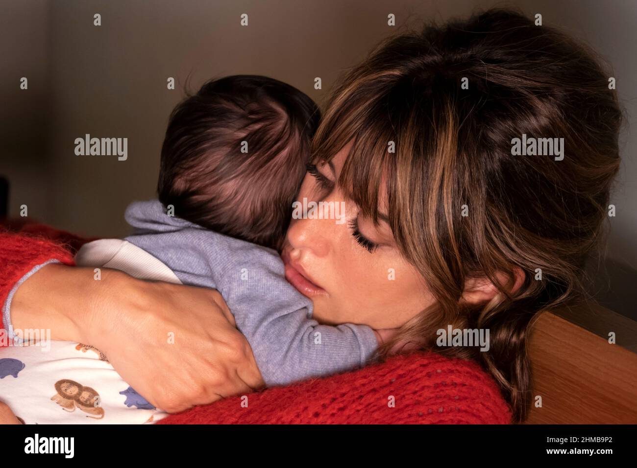 Parallel Mothers (2021) directed by Pedro Almodóvar and starring Penélope Cruz, Aitana Sánchez-Gijón and Rossy de Palma. The story of two mothers who give birth the same day. Stock Photo